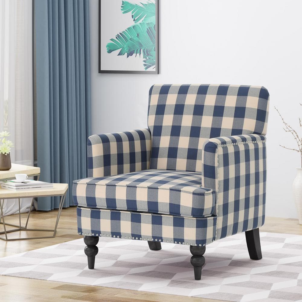 Blue plaid chairs sale