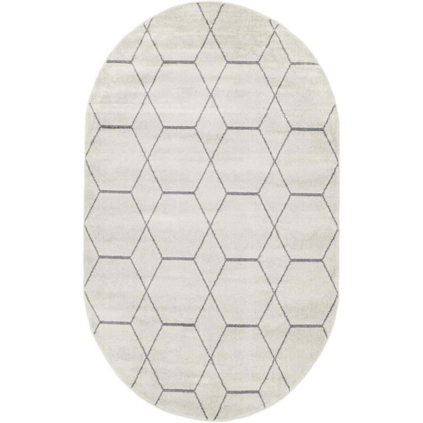 Trellis Frieze Geometric Ivory 3 ft. x 5 ft. Area Rug