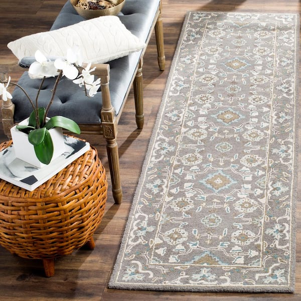 Blossom Gray 2 ft. x 14 ft. Border Runner Rug