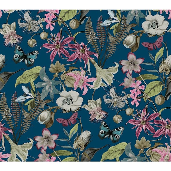 Navy Butterfly House Paper Non-Pasted Matte Wallpaper