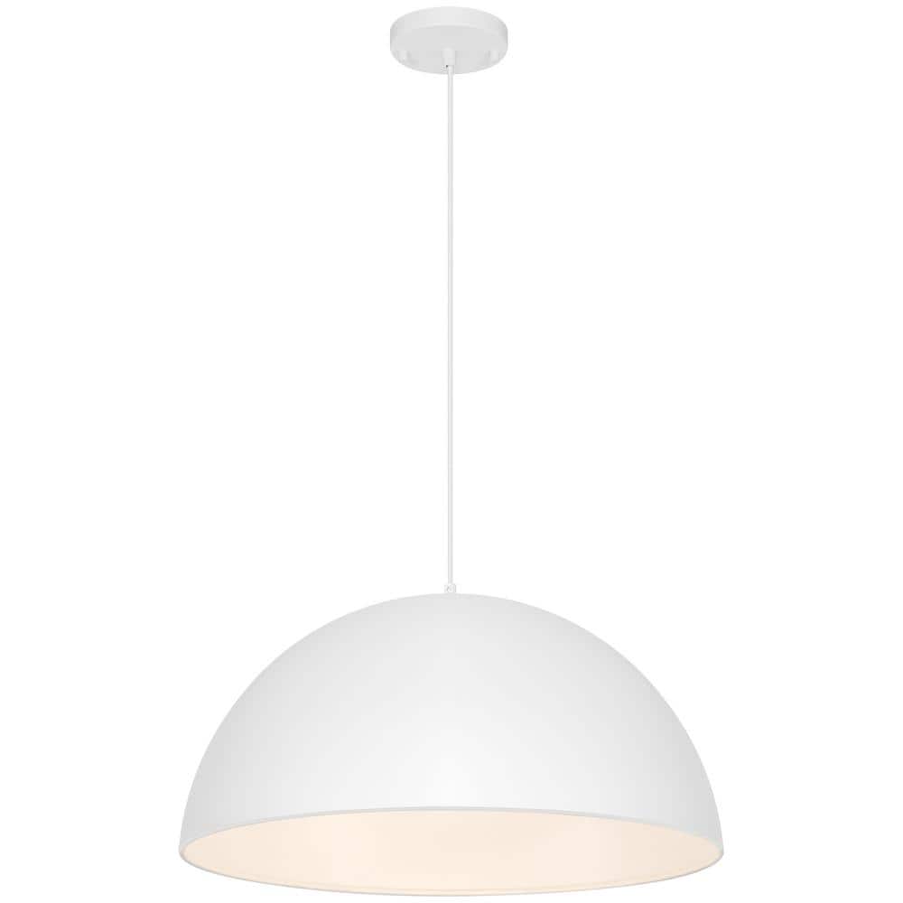 Huck 60-Watt 1-Light Matte White Shaded Pendant Light