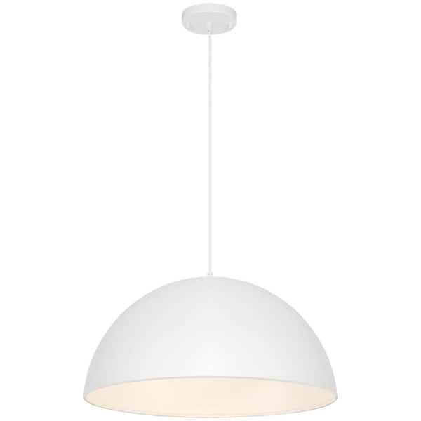 Huck 60-Watt 1-Light Matte White Shaded Pendant Light