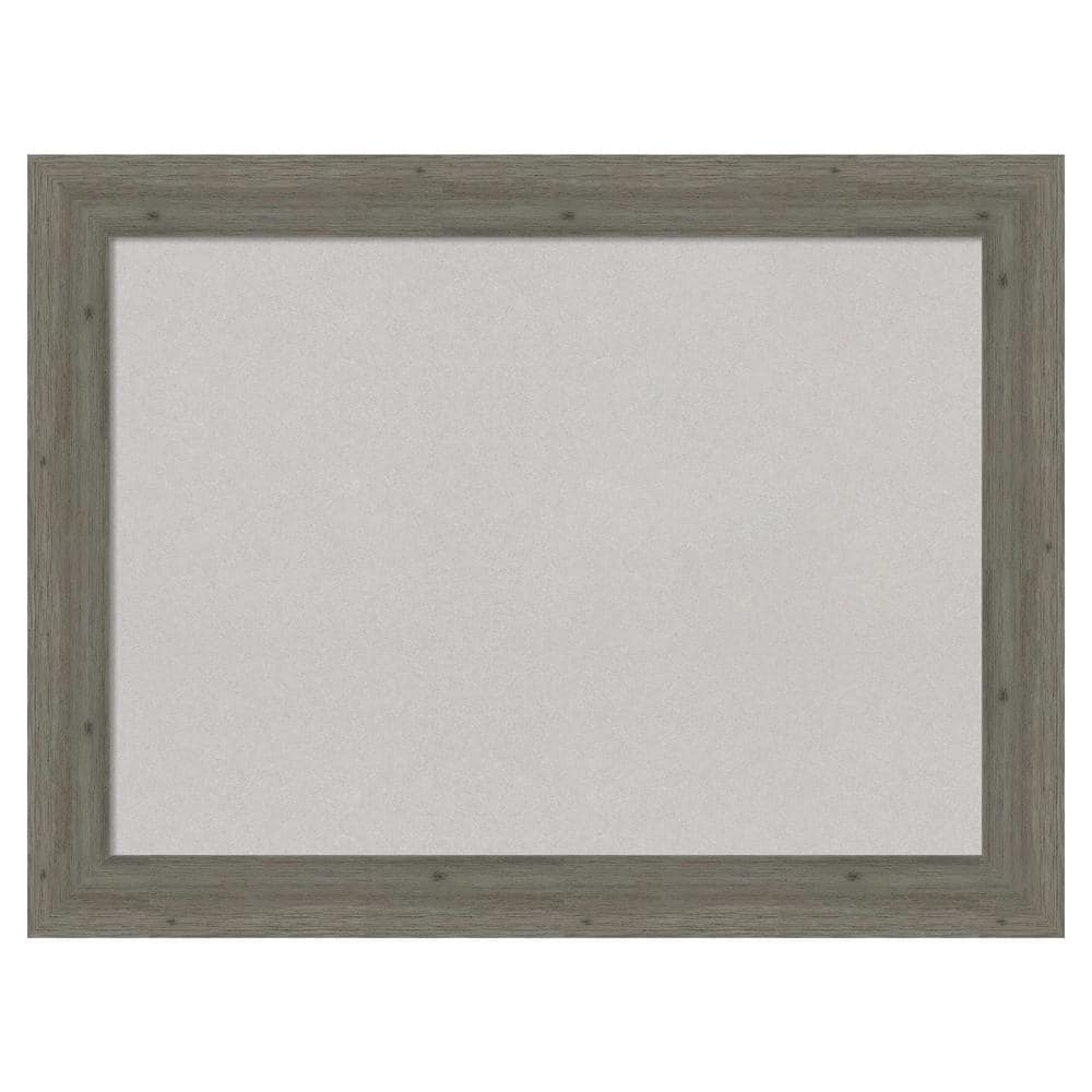 Amanti Art Fencepost Grey Narrow Wood Framed Grey Corkboard 33 in. x 25 ...