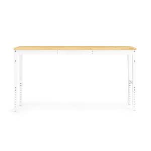 Pro Series 72 in. White Workbench with Bamboo Worktop