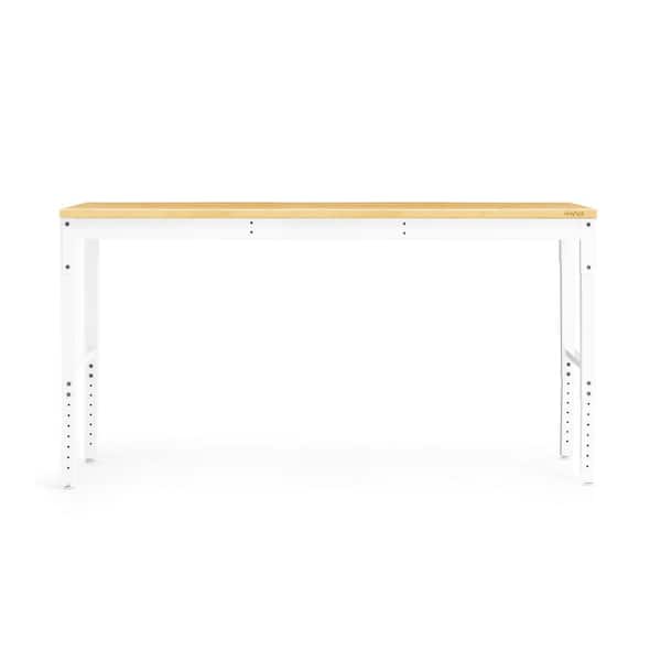 NewAge Products Pro Series 72 in. W x 24 in. D White Workbench with Bamboo Worktop