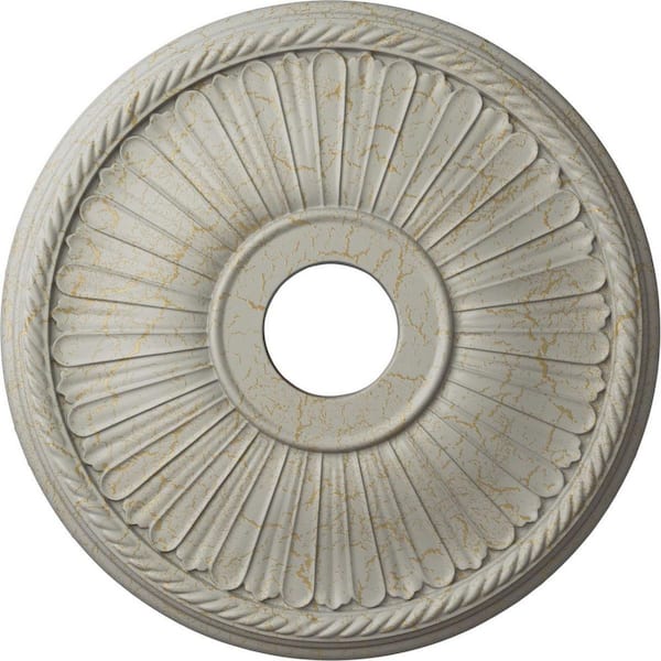 Ekena Millwork 1-7/8 in. x 20-1/8 in. x 20-1/8 in. Polyurethane Berkshire Ceiling Medallion, Pot of Cream Crackle