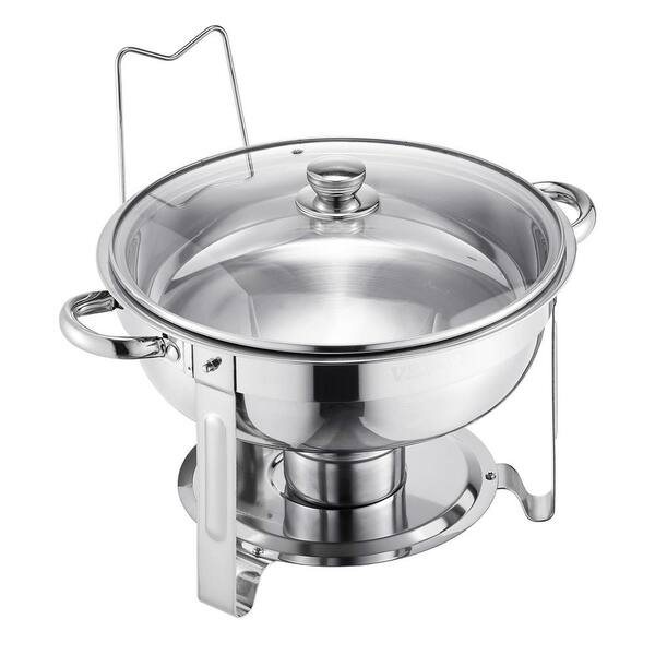 Chafing Dish Buffet Set, 5 Qt. 4 Pack, Stainless Steel Chafer with 4 Full Size Pan, Round Catering Warmer Server
