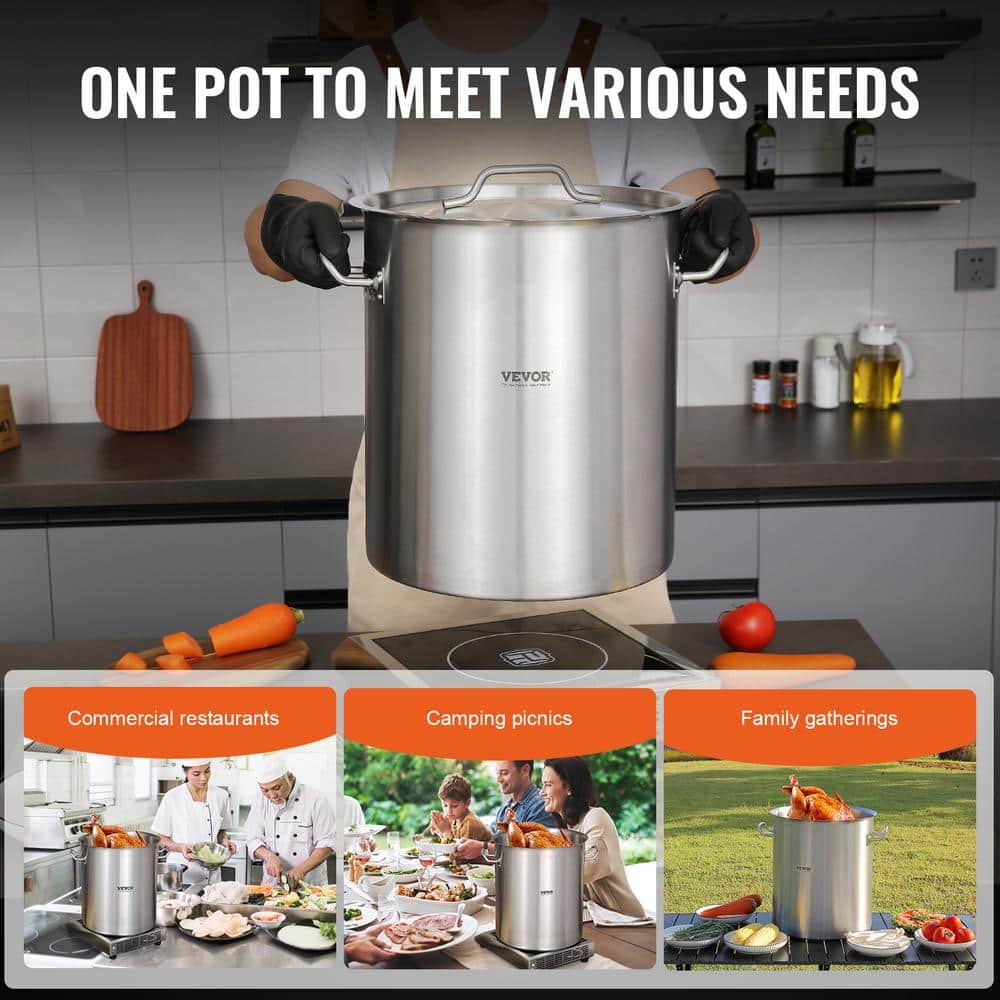 VEVOR 42 Qt Stainless Steel Stockpot with Strainer and Lid