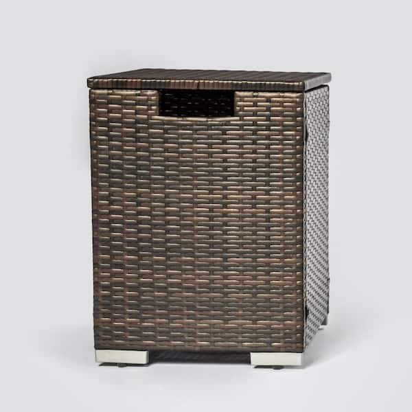 Zeus & Ruta Brown Rattan Propane Tank Cover Gas Bottle Cover Outdoor Wicker Gas Cylinder