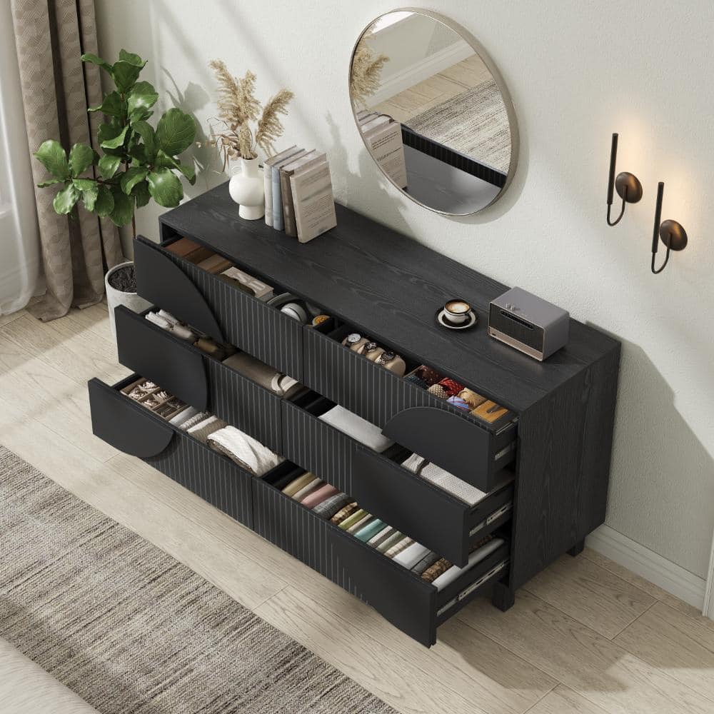 60 in. W Carbon Black Makeup Vanity Dresser with 6 Drawer price history on PriceWatchPro