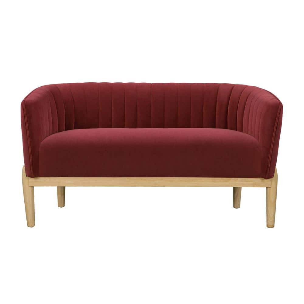 Lifestyle Solutions Franklin 55.5 in. Crimson Red Velvet 2-Seater ...