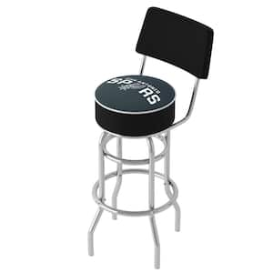 San Antonio Spurs Logo 31 in. Black Low Back Metal Bar Stool with Vinyl Seat