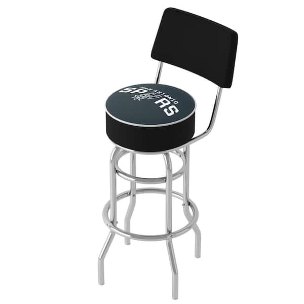 Unbranded San Antonio Spurs Logo 31 in. Black Low Back Metal Bar Stool with Vinyl Seat