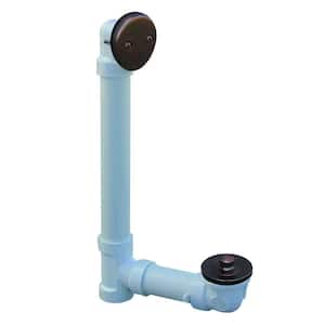 Lift and Turn White Plastic Tubular 2-Hole Bath Waste and Overflow Tub Drain Full Kit in Old World Bronze