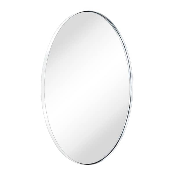 TEHOME Javell 20 in. W x 30 in. H Small Oval Stainless Steel Framed Wall Mounted Bathroom Vanity Mirror in Chrome