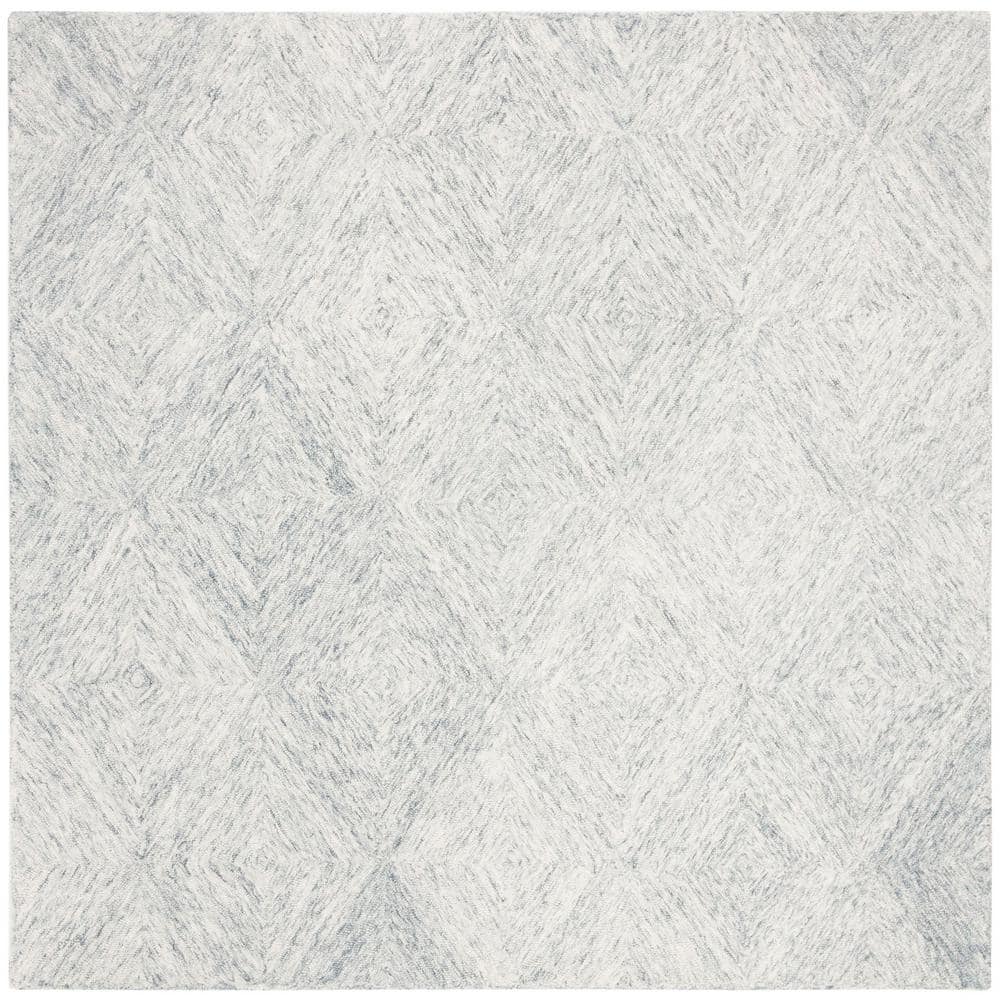 Handmade Scandinavian Gray Wool Abstract Geometric Area Rug
