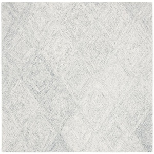 Abstract Silver 6 ft. x 6 ft. Square Geometric Area Rug
