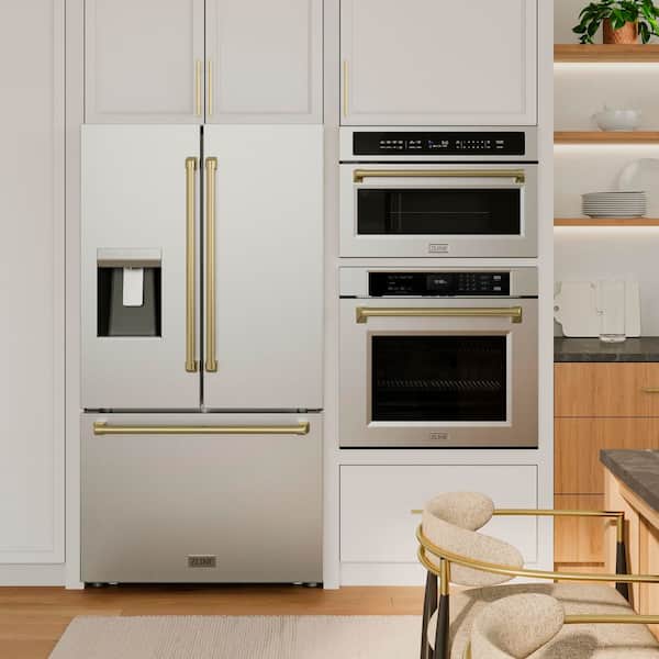 Autograph Edition 30 in. 1000-Watt Built-In Microwave Oven in Stainless Steel & Champagne Bronze Handle