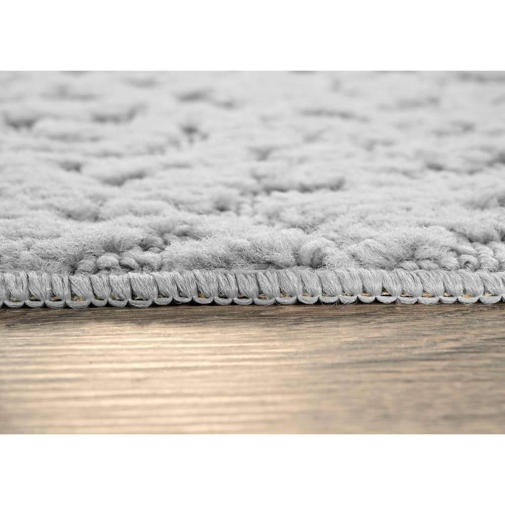 Silver Floral Tufted Synthetic 12' x 15' Area Rug