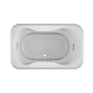 MARINEO 66 in. x 42 in. Acrylic Rectangular Drop-in Center Drain Whirlpool Bathtub Chroma in White