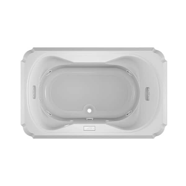 JACUZZI MARINEO 66 in. x 42 in. Acrylic Rectangular Drop-in Center Drain Whirlpool Bathtub Chroma in White