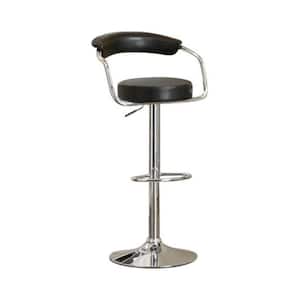34 in. Black and Silver Round Seat Bar Stool With Gas Lift (Set of 2)