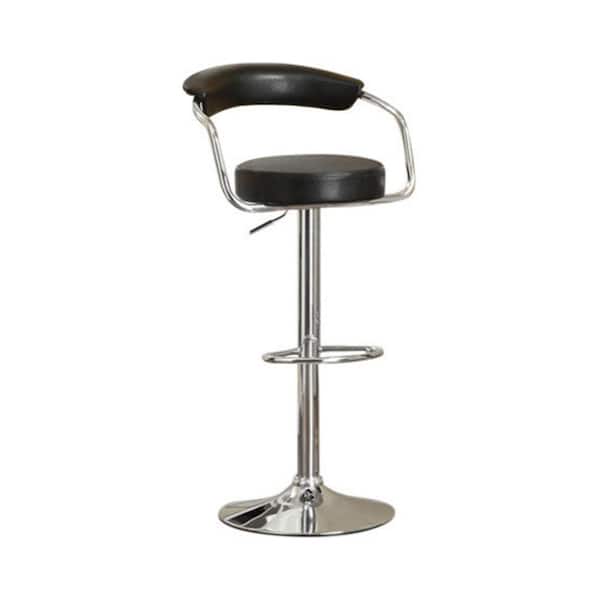 Benjara 34 in. Black and Silver Round Seat Bar Stool With Gas Lift (Set of 2)