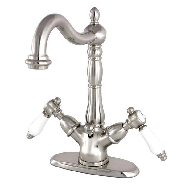 Kingston Brass Victorian Single Hole 2-Handle Bathroom Faucet in Brushed Nickel