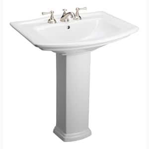Washington 650 25 in. Pedestal Combo Bathroom Sink in White