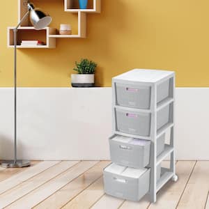 4-Drawers Resin Storage Rolling Cart in Gray