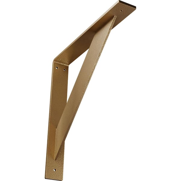 Ekena Millwork 2 in. x 14 in. x 14 in. Steel Hammered Gold Traditional Bracket