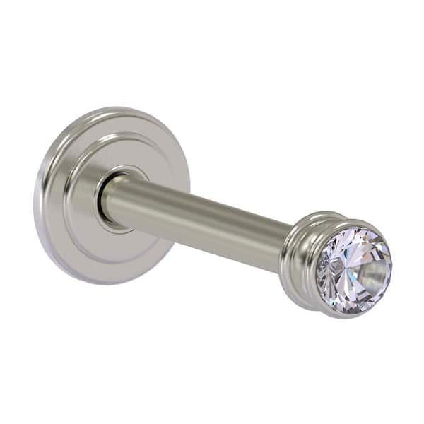 Carolina Crystal Collection 3.75 in. Retractable Wall Hook in Satin Nickel Brass Closet Rod