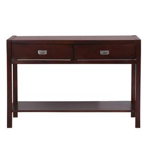 44.2 in. Walnut Standard Rectangle Wood Console Table with Opening Shelf