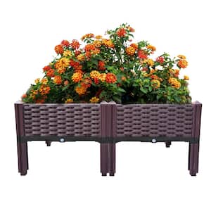 14.5 in. H Plastic Raised Garden Bed, 2-Piece Planter Grow Boxes with Legs for Indoor & Outdoor Vegetable Fruit Flower