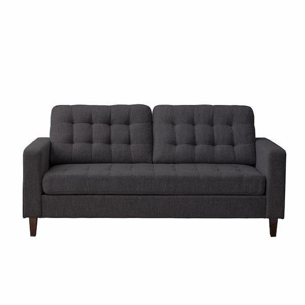 Brookside Brynn 76 in. Dark Gray Polyester Upholstered 3 Seat Square ...