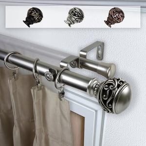 Claudia 1 in. Double Curtain Rod 160 in. to 240 in. in Satin Nickel