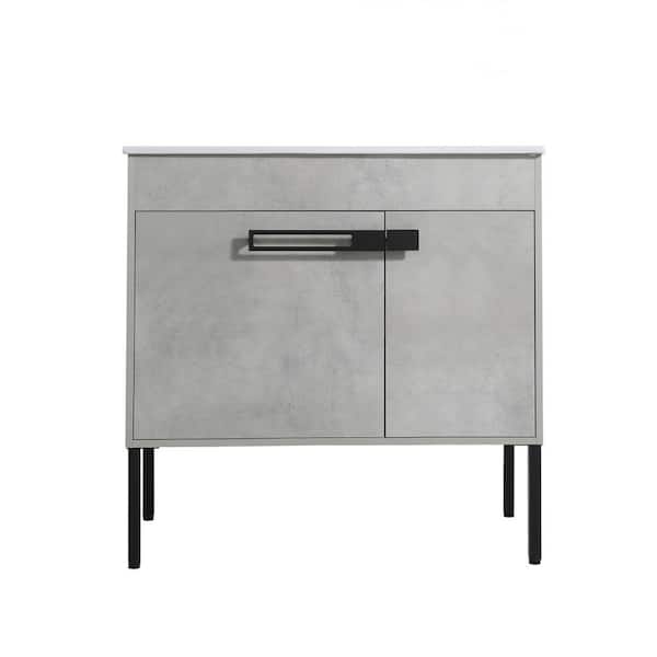 Tileon 35 in. W x 18 in. D x 34 in. H Bath Vanity Cabinet without Top with 2-Doors Wall-Mounted or Freestanding in Cement Grey