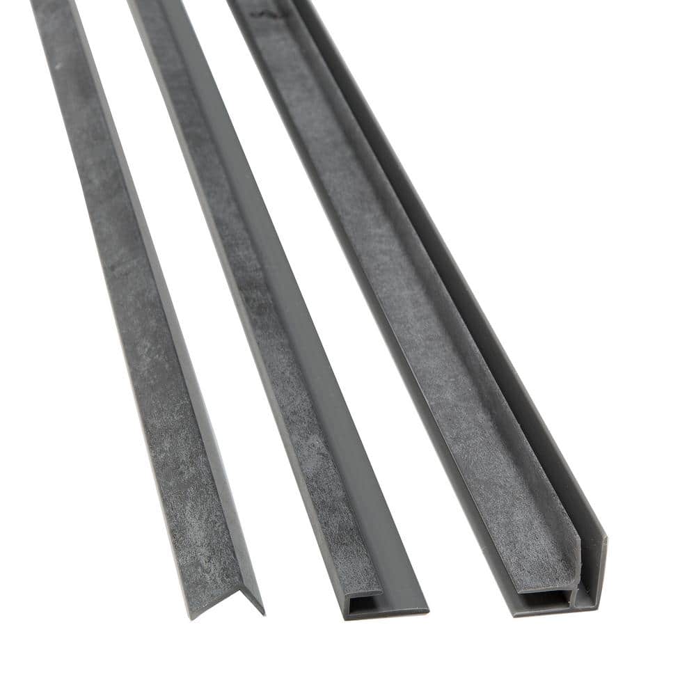 Cracked Slate Gray Vinyl Shower Surround Kit with Accessories