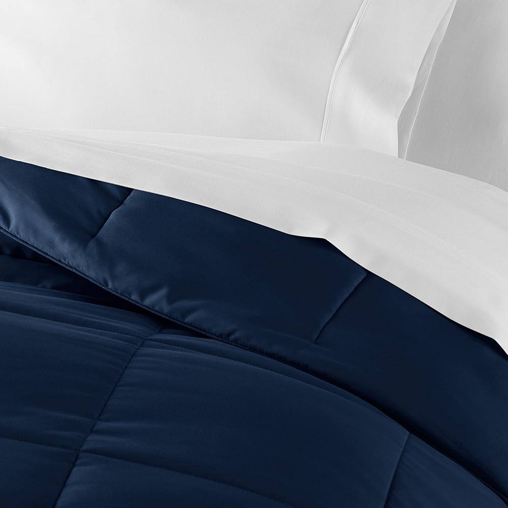 Navy King Reversible Down Alternative Microfiber Comforter Set