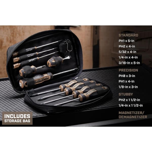 SPEC OPS Screwdriver Set, 5 Phillips, 5 Slotted, Magnetic Tip, 3