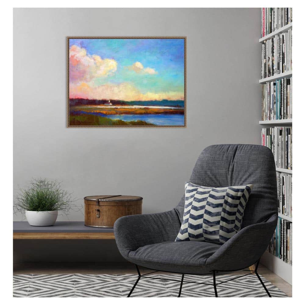 Large Framed Impressionist Nature Vista Canvas Print