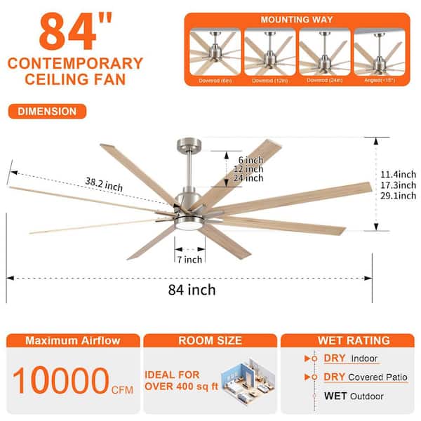Sevenine Coastal 84 in. Indoor Brushed Nickel Large Windmill