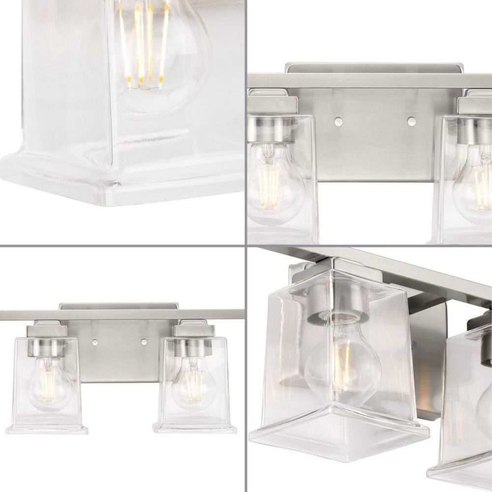 Gilmour Brushed Nickel 4-Light Vanity with Clear Glass Shades