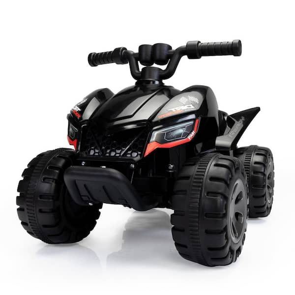 Siavonce Kids Ride on ATV 6V Battery Powered Electric Quad Car with LED Lights and Spray Device 4 Wheeled Ride on Toy Black XMJ P155600 The Home Depot