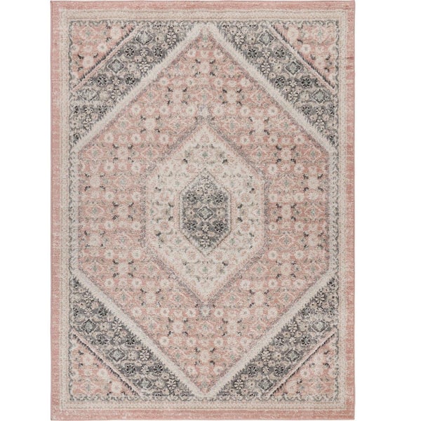 Pink, Grey Indo Savnnah Rug Modern Striped 2x2Ft. Rug Wool & Silk Rug Size- 60x60Cms/ outlet S-28