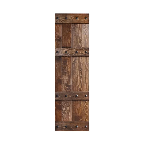 COAST SEQUOIA INC Castle Series 24 in. x 84 in. Dark Walnut DIY Knotty Pine Wood Sliding Barn Door Slab