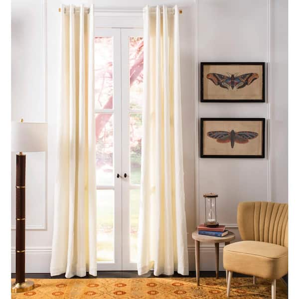 SAFAVIEH Ivory Linen Grommet Sheer Curtain - 52 in. W x 96 in. L