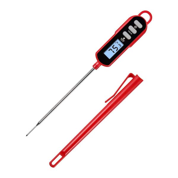 Digital Cooking Thermometer for Measuring Temperature for Bread Baking, Food and Water, Red (1-Pack)