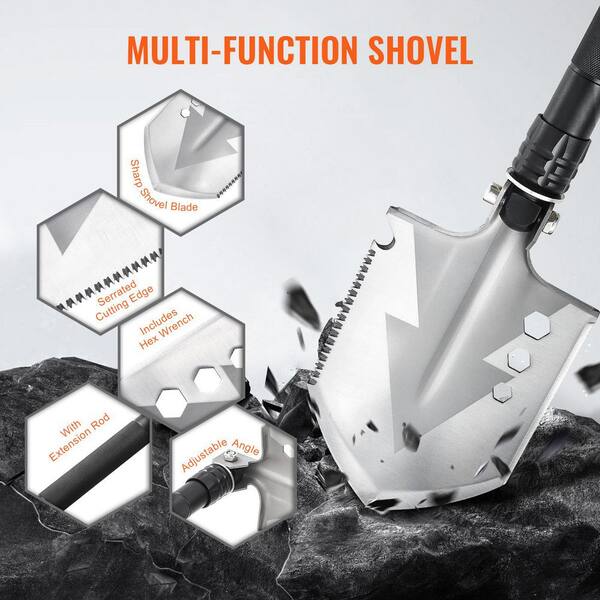 SKYSHALO Survival Shovel, 8 in 1 Camping Shovel Folding Multitool