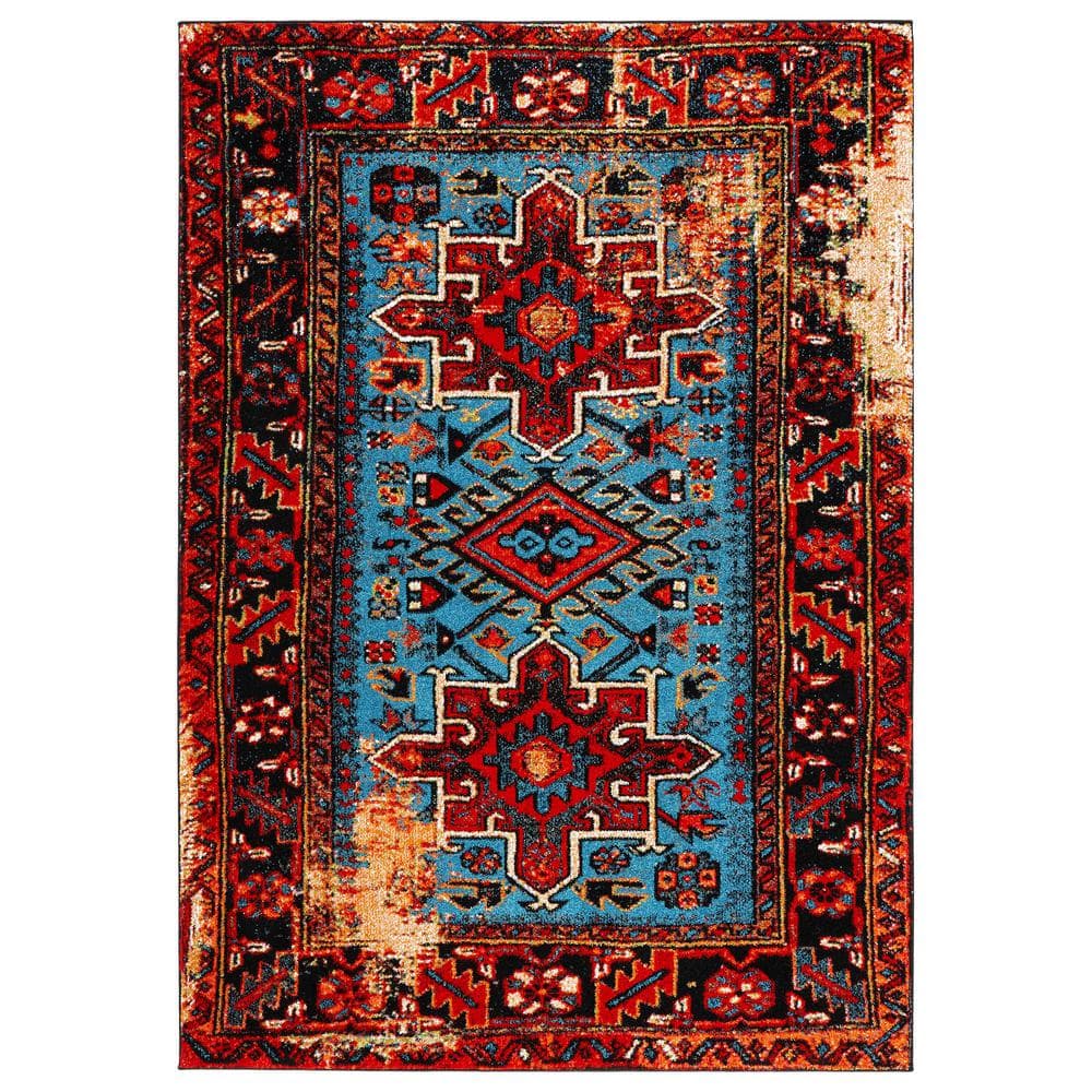 Vintage Hamadan Red/Light Blue 5 ft. x 8 ft. Floral Border Area Rug price history on PriceWatchPro